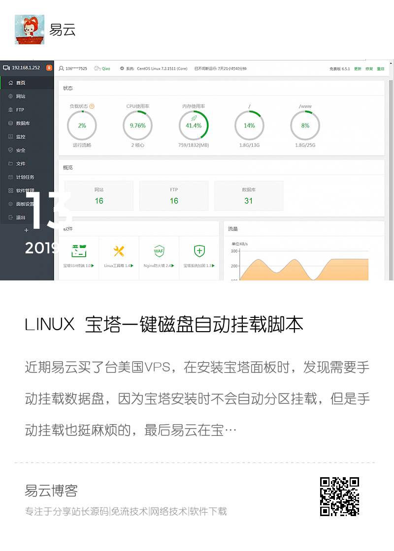 LINUX 宝塔一键磁盘自动挂载脚本分享封面