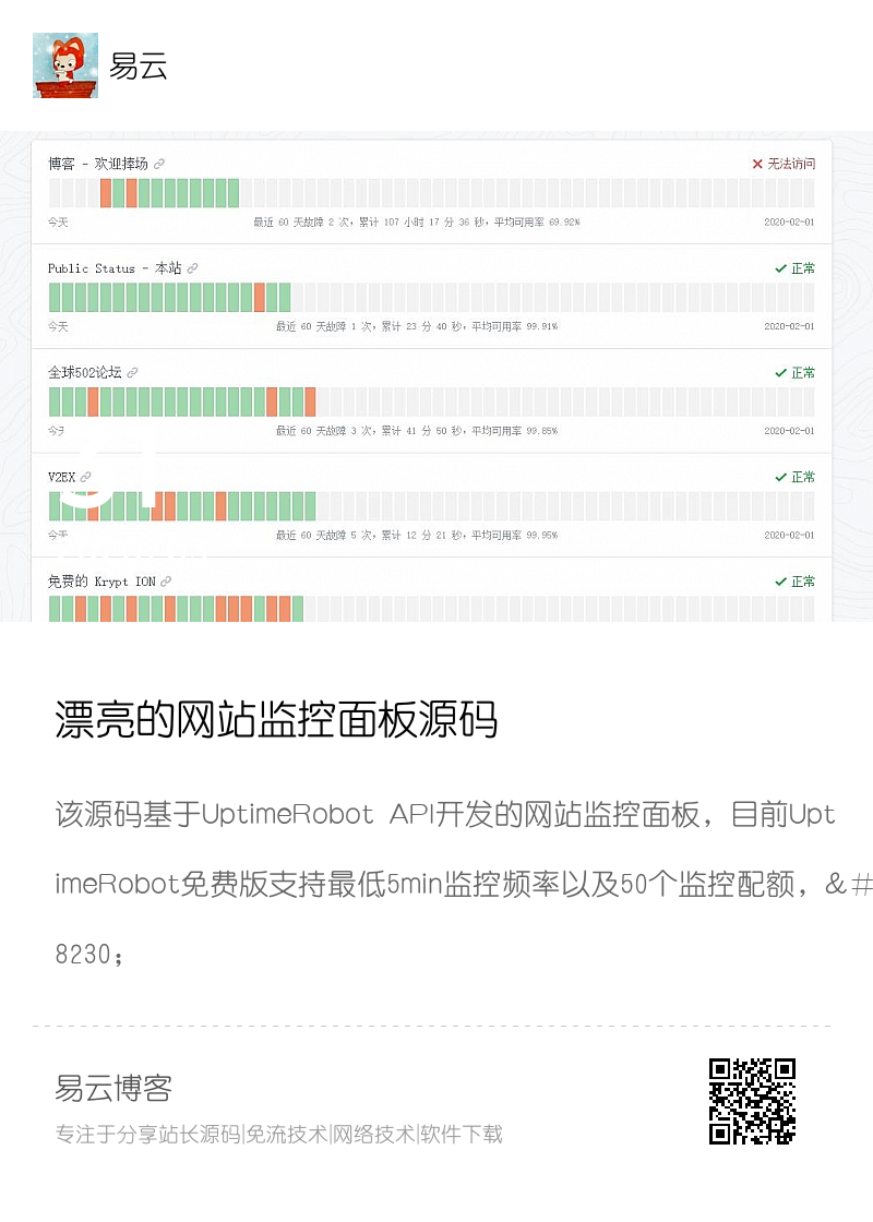 漂亮的网站监控面板源码分享封面